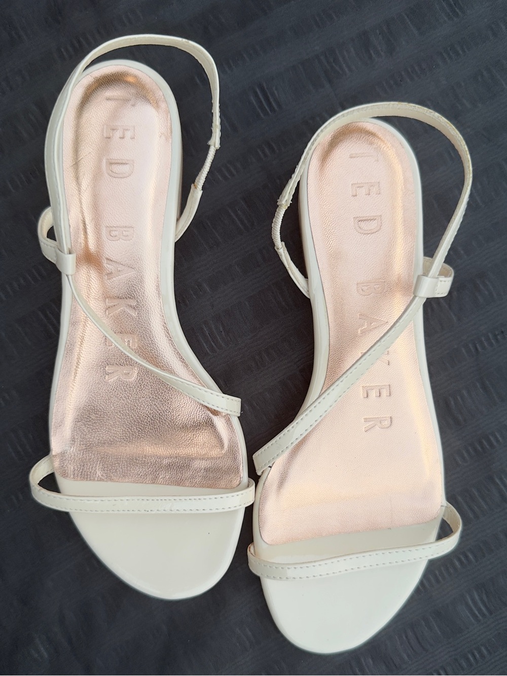 Ted Baker Cream Slingback Heeled Sandals with Rose Gold Insole - Picture 1 of 9